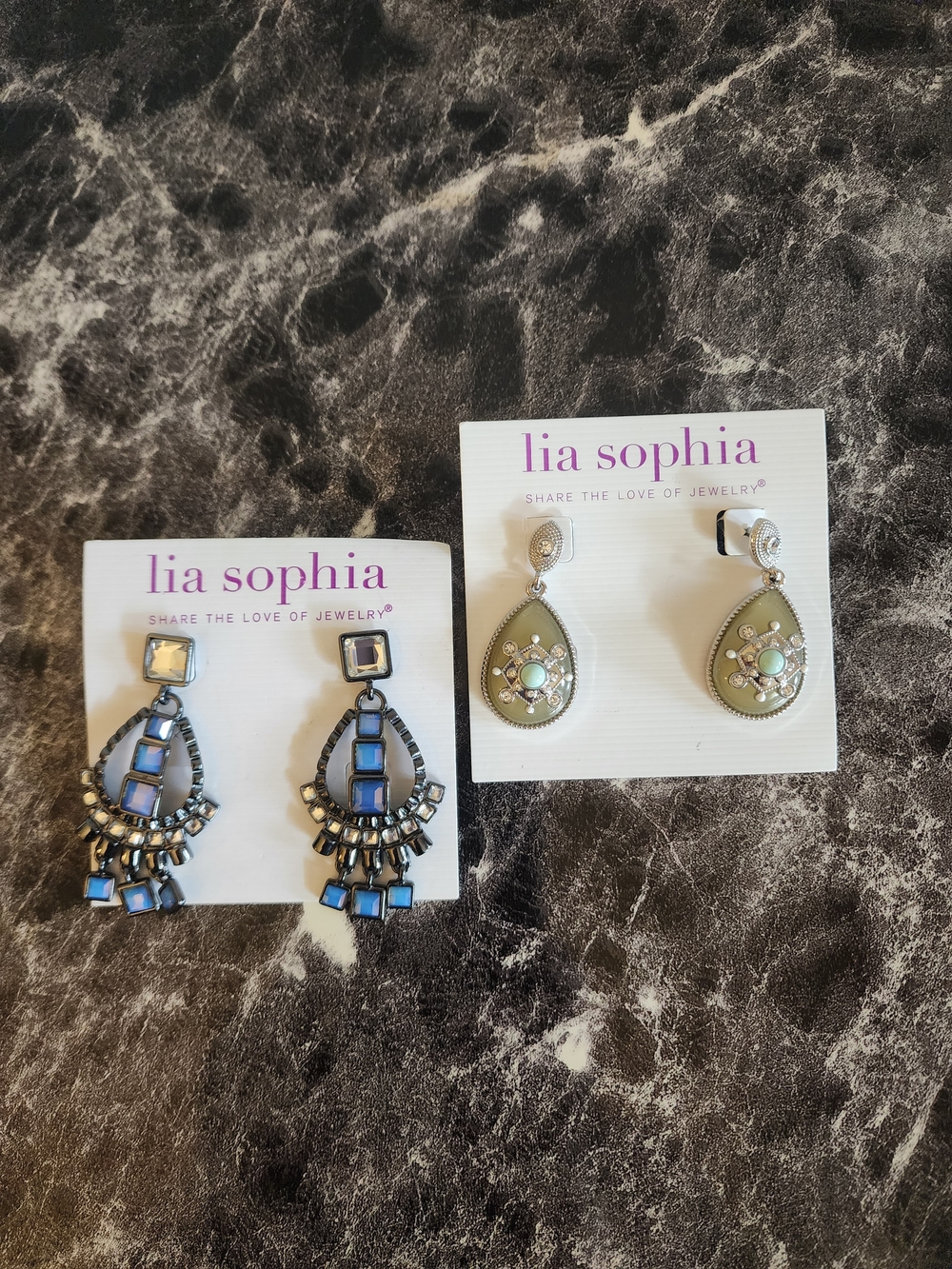 Two Pair Of Lia Sophia Statement Drop Earrings